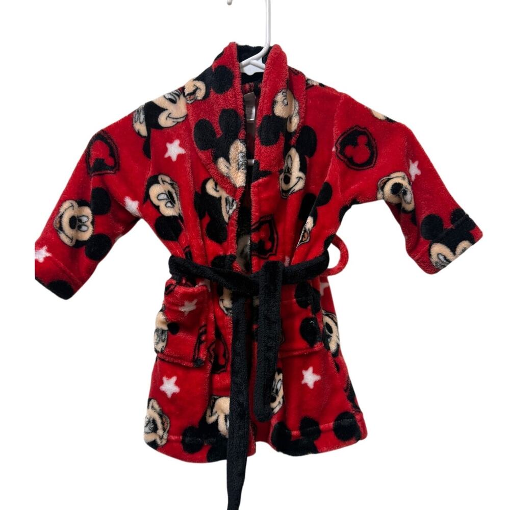 Mickey Mouse Toddler Robe Size 2T  towel cover up Red Black and White